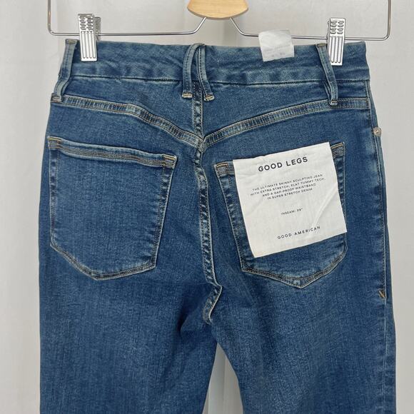 NWT GOOD AMERICAN Good Legs Skinny Jeans Stretch Organic Denim Blue 609 4 27 - Picture 4 of 8